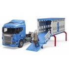 Camion trasporto bestiame MAN compreso 1 mucca (blu)